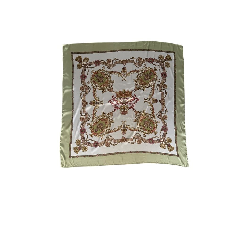 Vintage Baroque Green Traditional Print Polyester Scarf